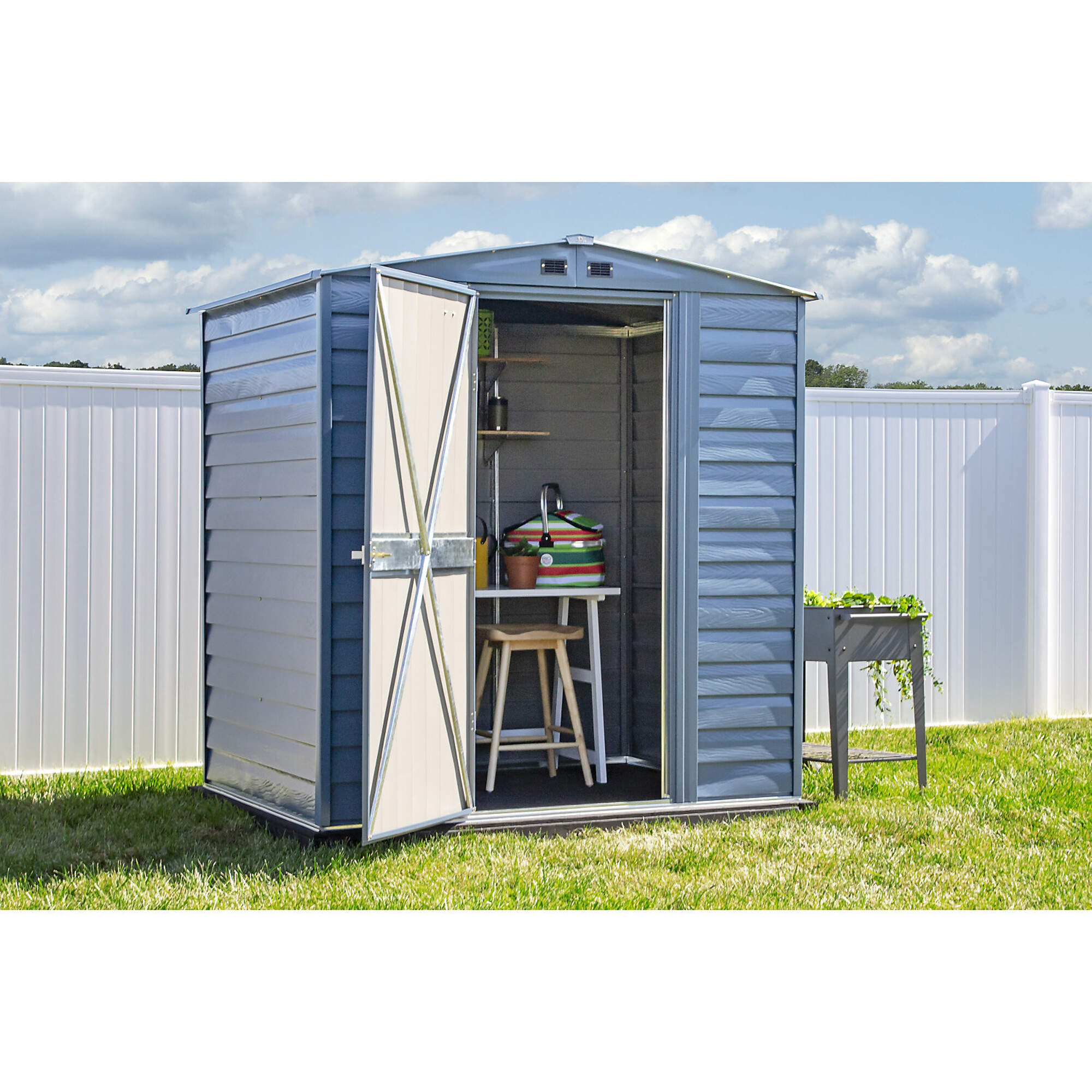 Arrow Storage Products, Select Steel Shed 6x5 Blue Grey SCG65BG, Length 5 ft, Width 6 ft, Model# SCG65BG